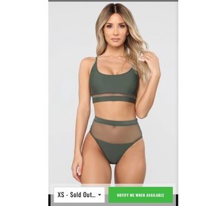 NWT olive FASHION NOVA high waist mesh swim